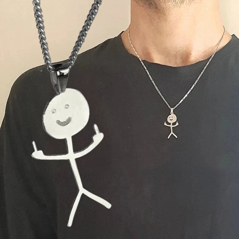 Necklace for Funny Doodle Matchstick Hand Gesture (2022)