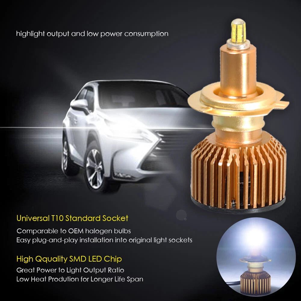 2X H7 SMD LED Headlight Bulbs 12000LM 6000K Conversion Kit