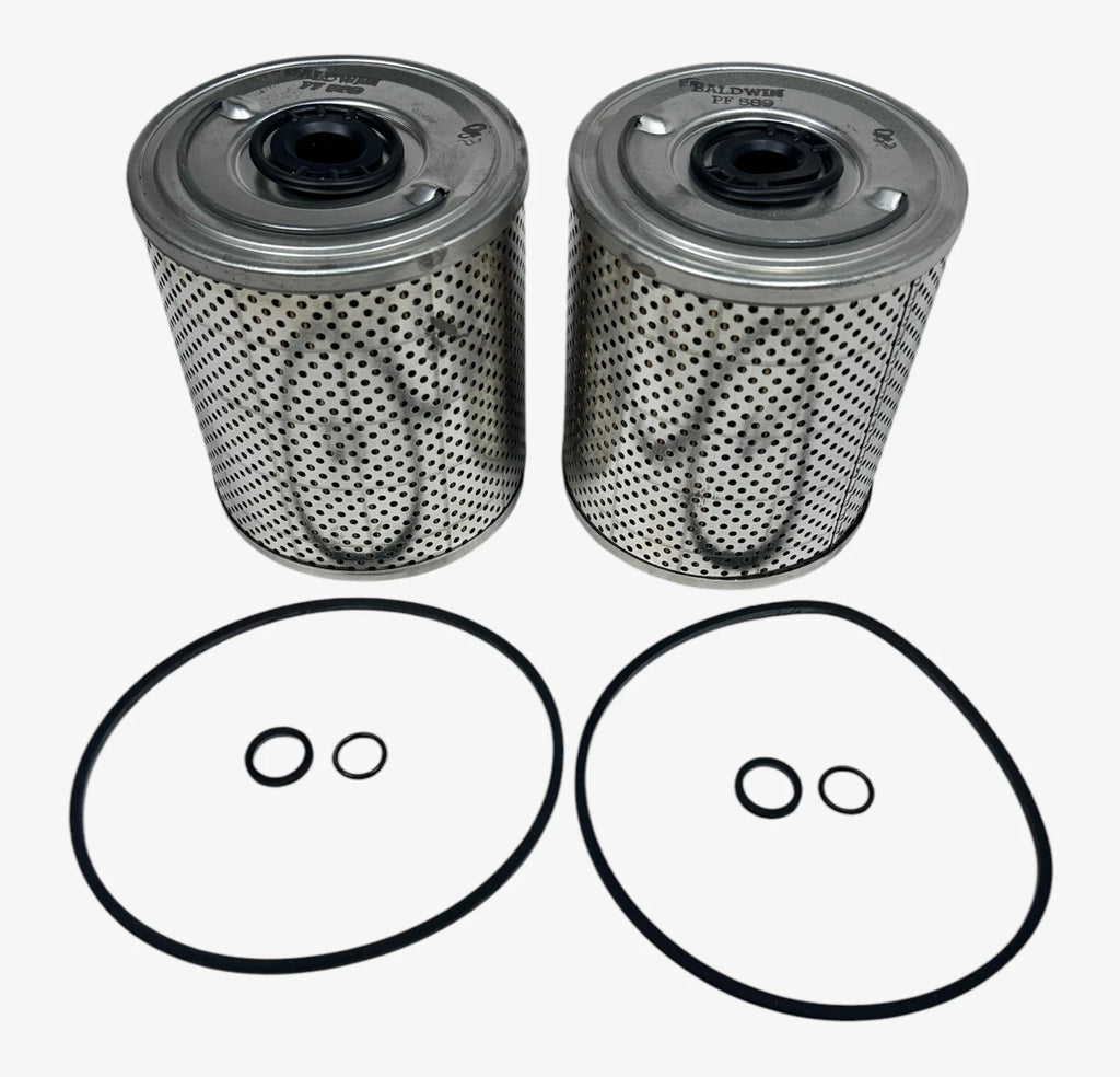 2X Baldwin Filters PF589 Fuel Filter with Gaskets for