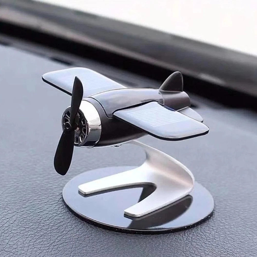 Solar Airplane Car Decoration with Automatic Rotation