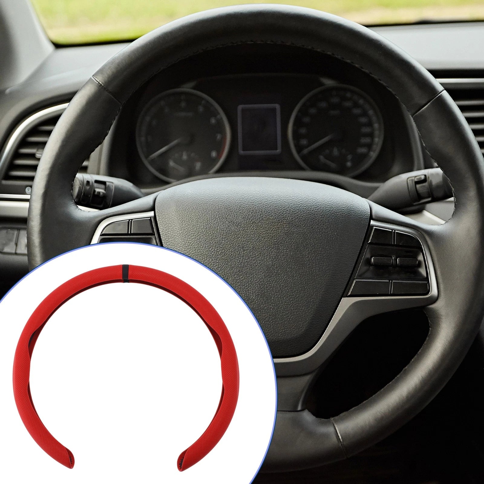 Steering Wheel Cover for Car 14.96" Red Black (Fits )
