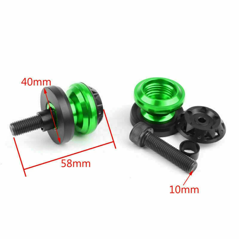 10mm Swingarm Sliders Spool for Kawasaki ZX6R ZX9R ZX10R ZX12R ZX14R Z1000 (2000–2023)