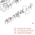 Lower Gearcase Seal Kit for Mercury Marine 25HP 30HP (N/A) 26-161301 25-161311 8150264