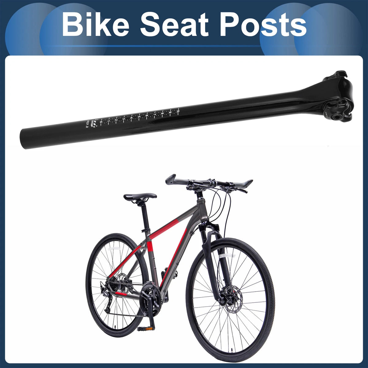 Seatpost 27.2x400mm Lightweight for Bike Carbon Fiber Gloss Black (Universal)