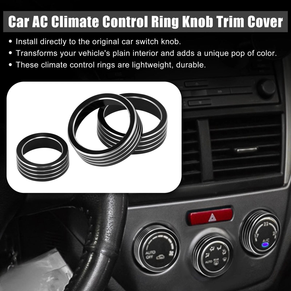 3 Pc AC Climate Control Ring Knob Trim Cover for Subaru Forester (2013–2024)