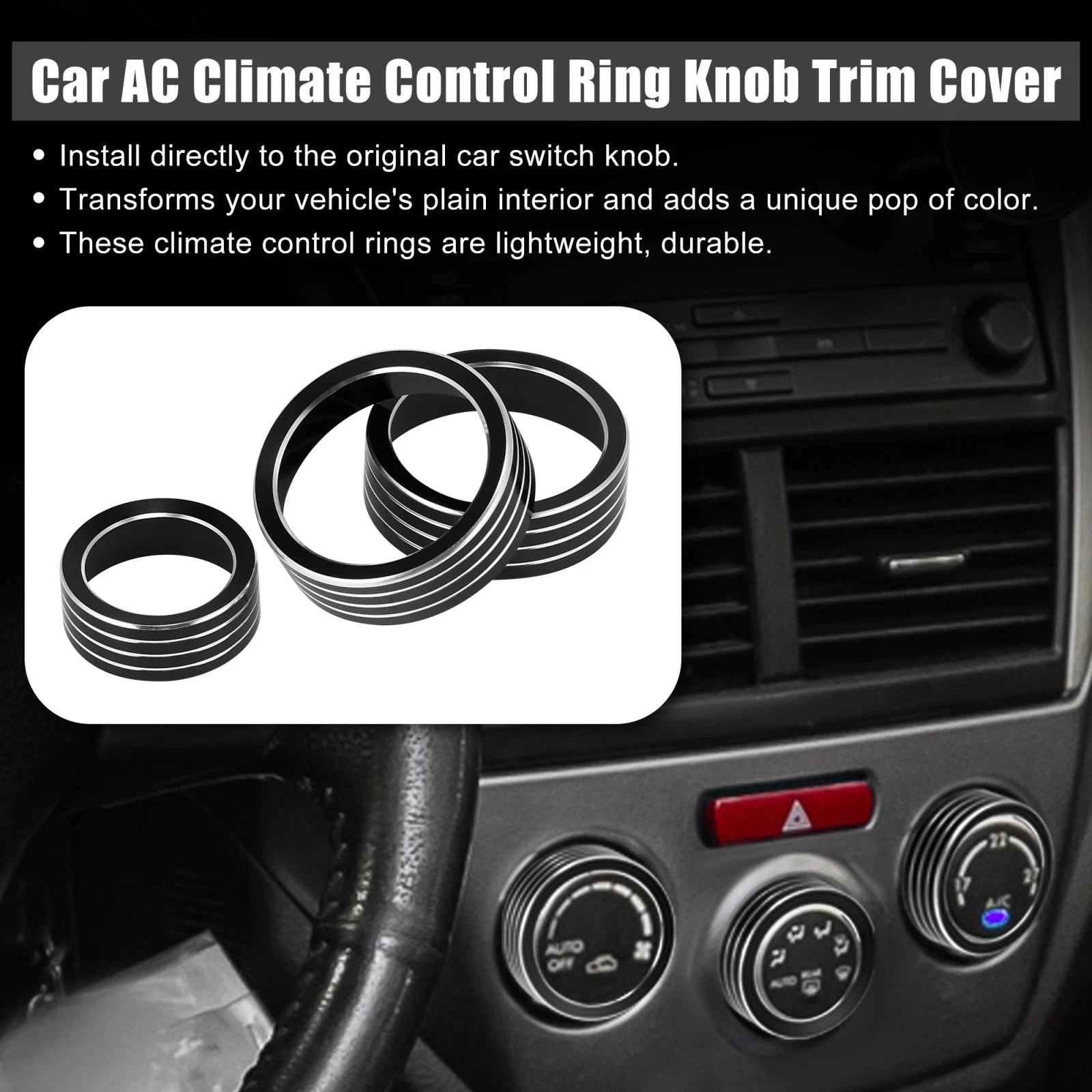 3 Pc AC Climate Control Ring Knob Trim Cover for Subaru Forester (2013–2024)