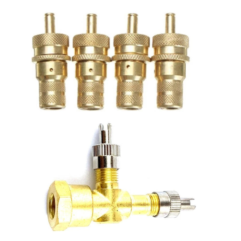 TPMS Valve Tee Adapter with 4 Air Release Valves for Motorcycle and Car
