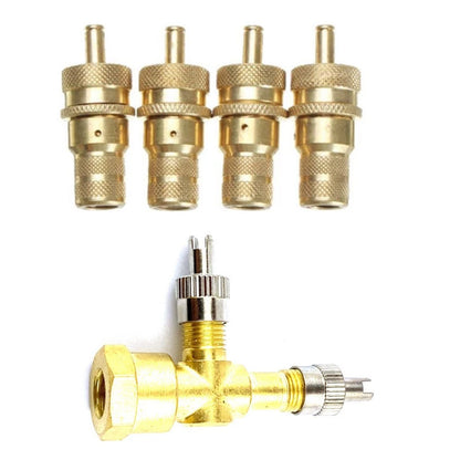 TPMS Valve Tee Adapter with 4 Air Release Valves for Motorcycle and Car