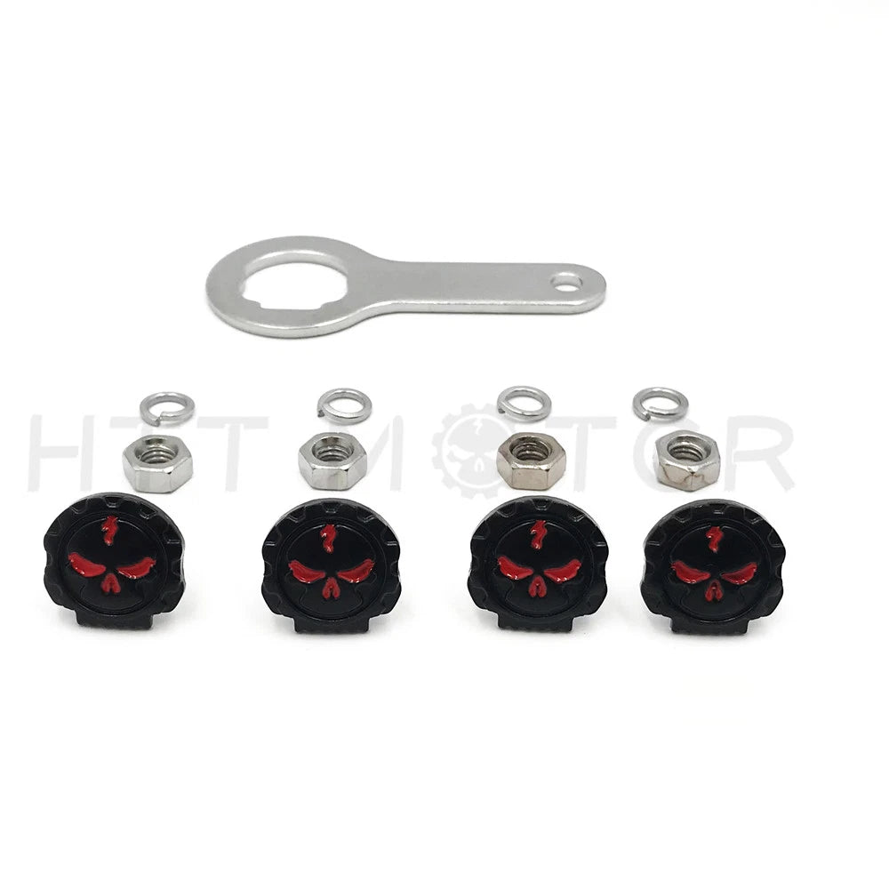 Gear Skull License Plate Mount Hardware for Universal Vehicles (1/4")
