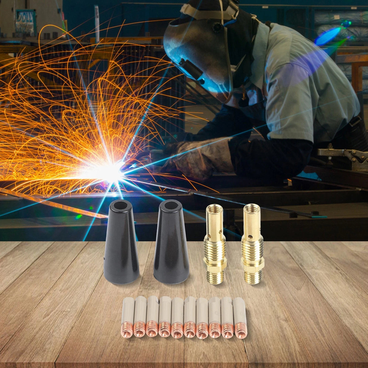 14PCS Flux Core Welding Consumables Kit with Non-Stick Coated Nozzles