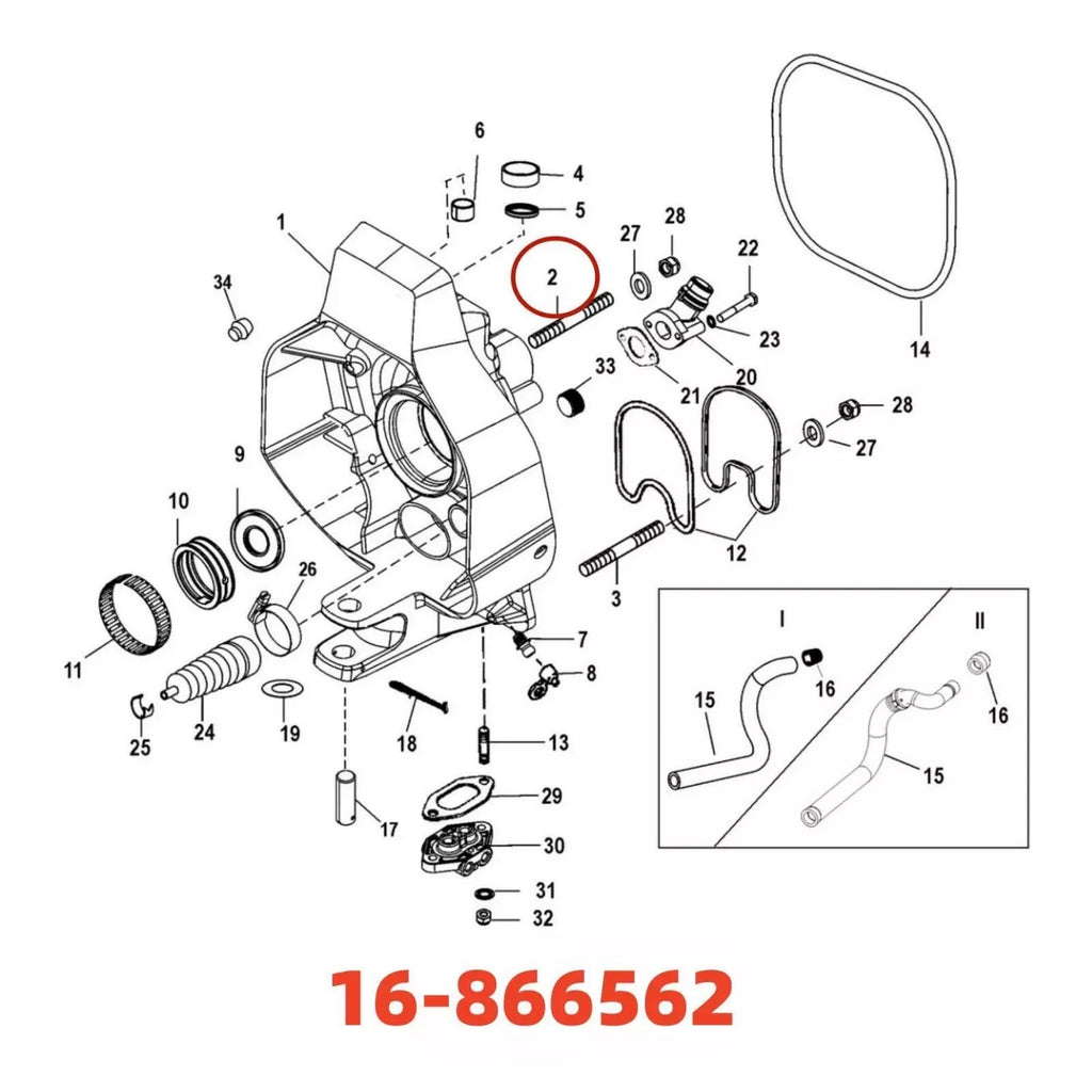4Pcs Stud for Mercury Mercruiser (16-56296, 16-866562)