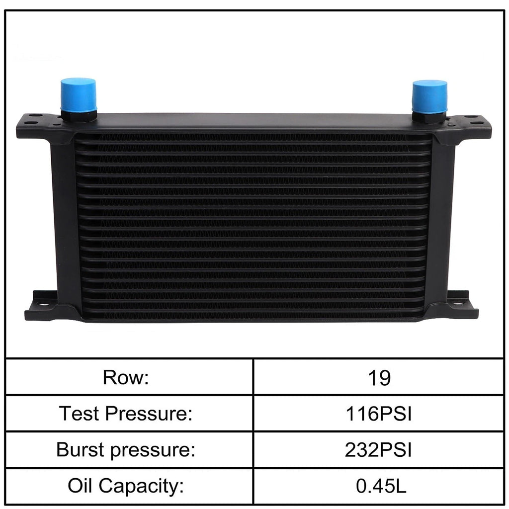 Universal Black Oil Cooler 19 Rows 10AN Stacked Plate Transmission Engine Cooler