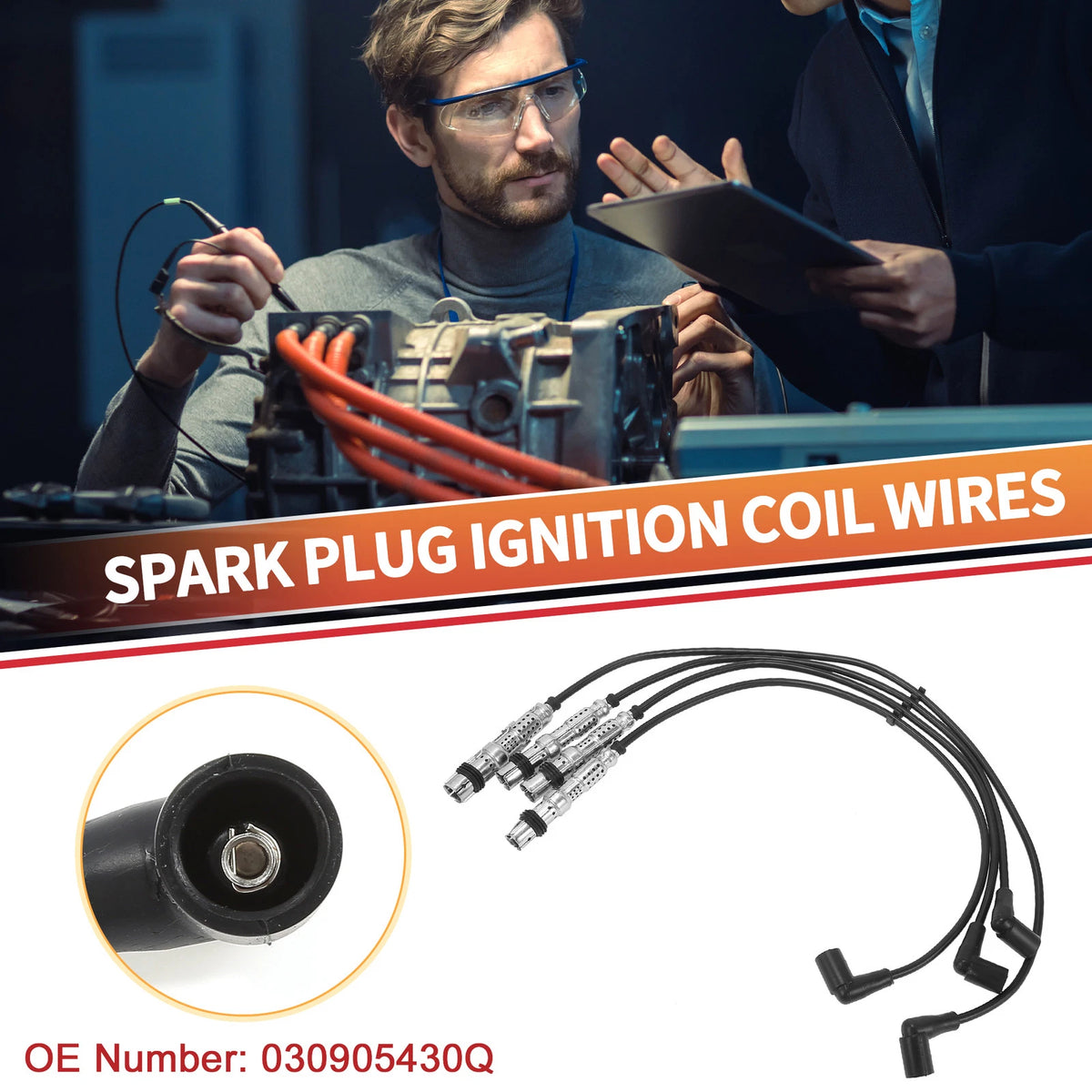 Set of 4 Spark Plug Wire Ignition Coil Cables No.030905430Q for VW Polo (60)