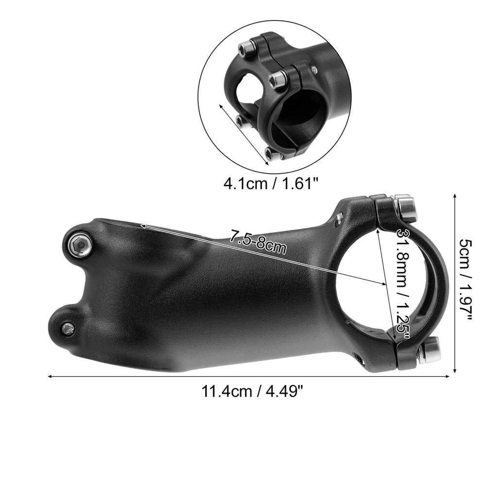 17 Degree Adjustable Bike Stem Short Handlebar Aluminum for 31.8mm (Black)