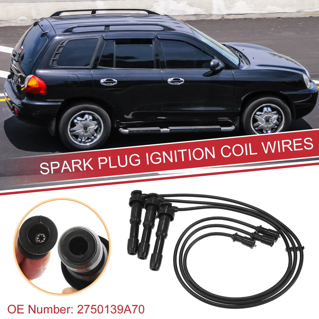 3pcs Spark Plug Wire Ignition Coil Cable Replacement for Hyundai Santa Fe (2006–2023)