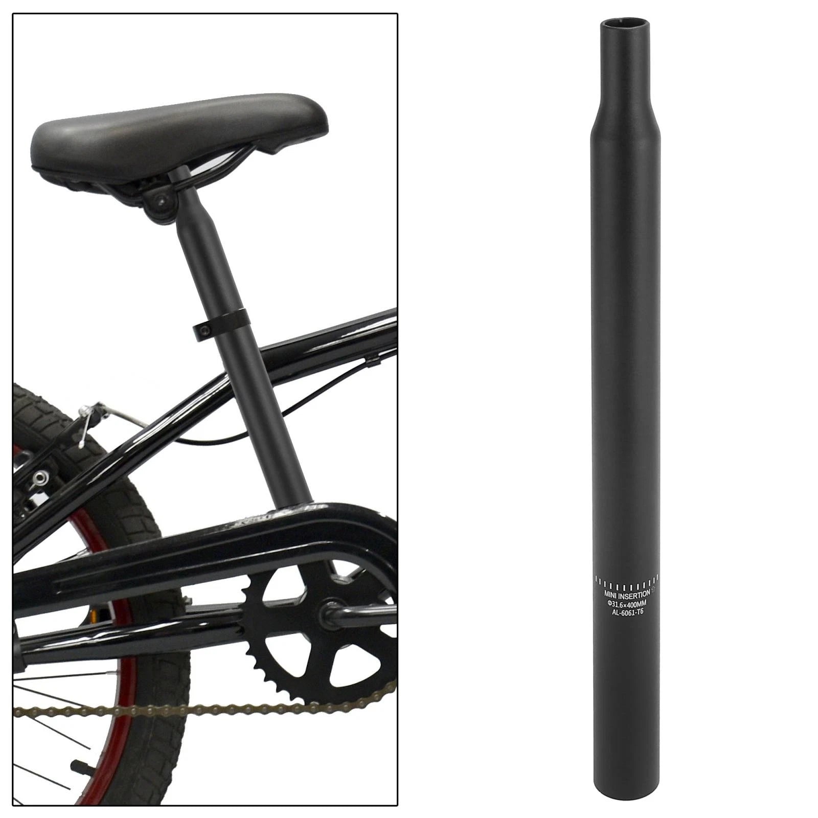Aluminum Seat Post 31.6x400mm Replacement for Bicycle Seat Tube (Black)
