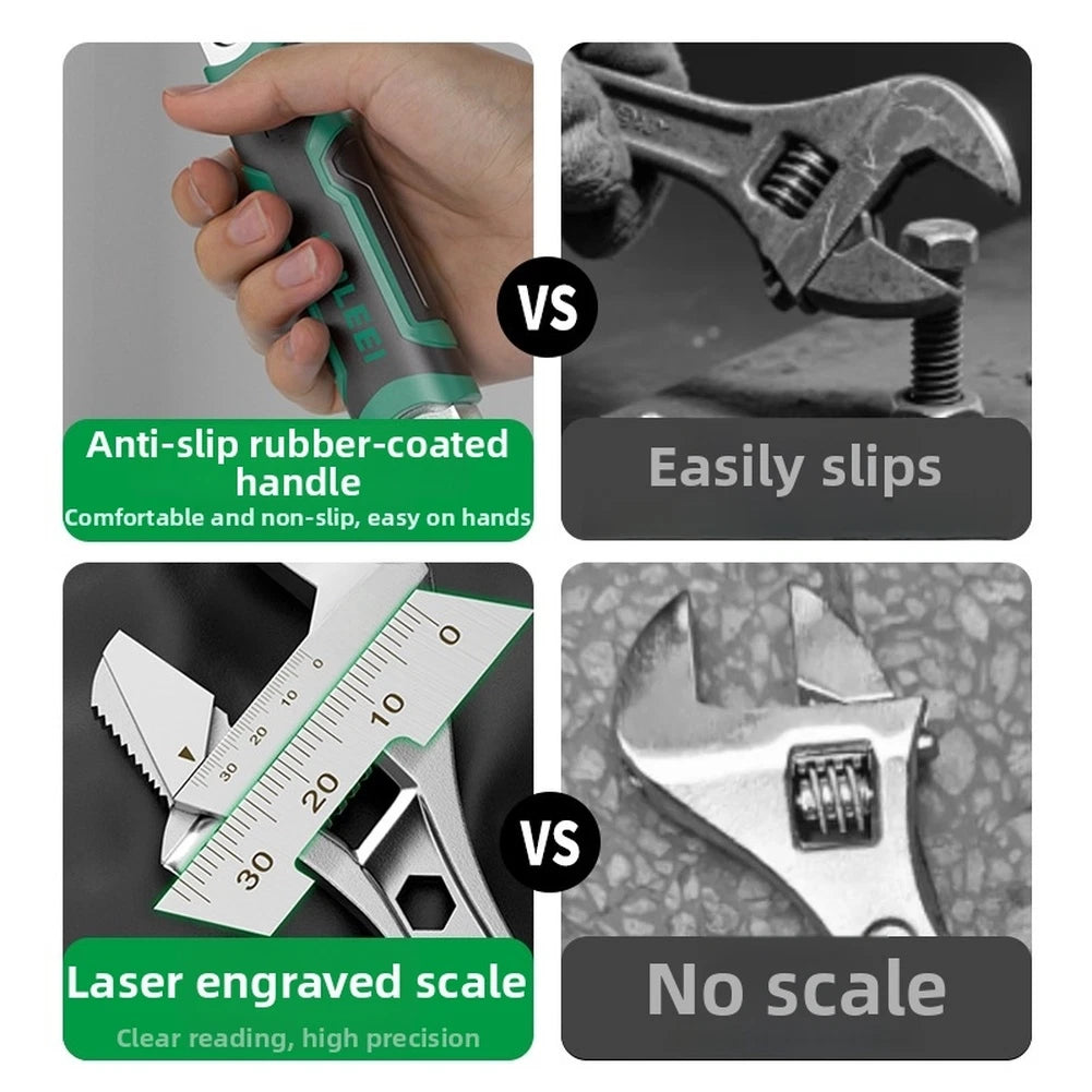 Adjustable Wrench Set 6 in 8 in 10 in Dual Function Chrome Vanadium Steel