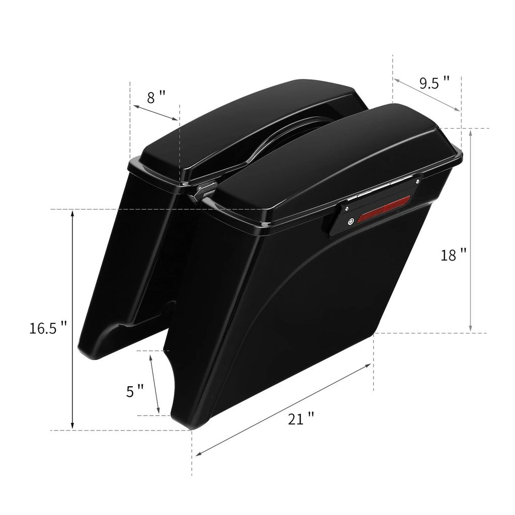5" Black Stretched Saddlebags & Conversion Brackets for Harley Softail FLST (1984–2017)