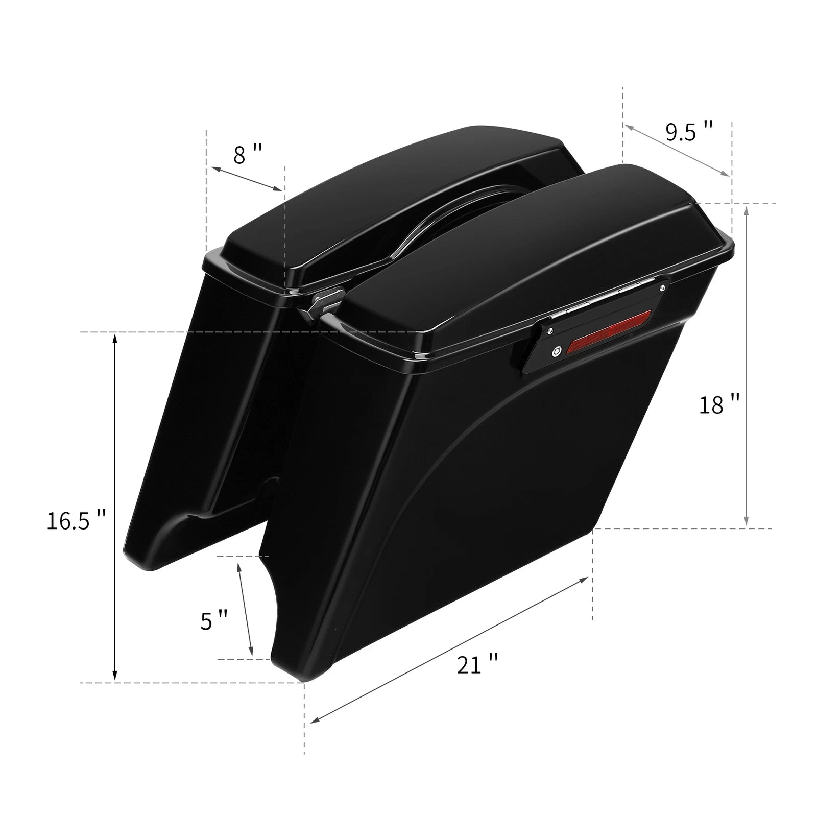 5" Black Stretched Saddlebags & Conversion Brackets for Harley Softail FLST (1984–2017)