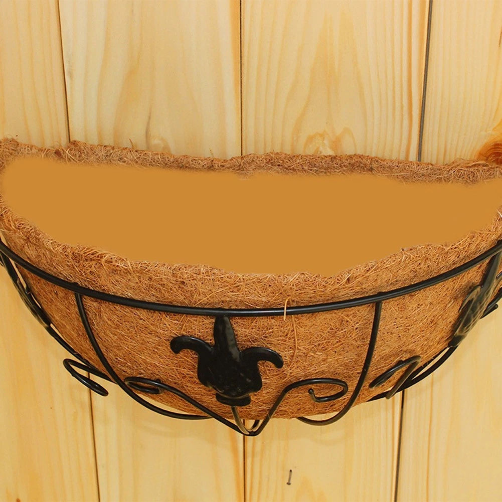 Iron Wall Flowerpot for Balconies with Coconut Fiber Liner