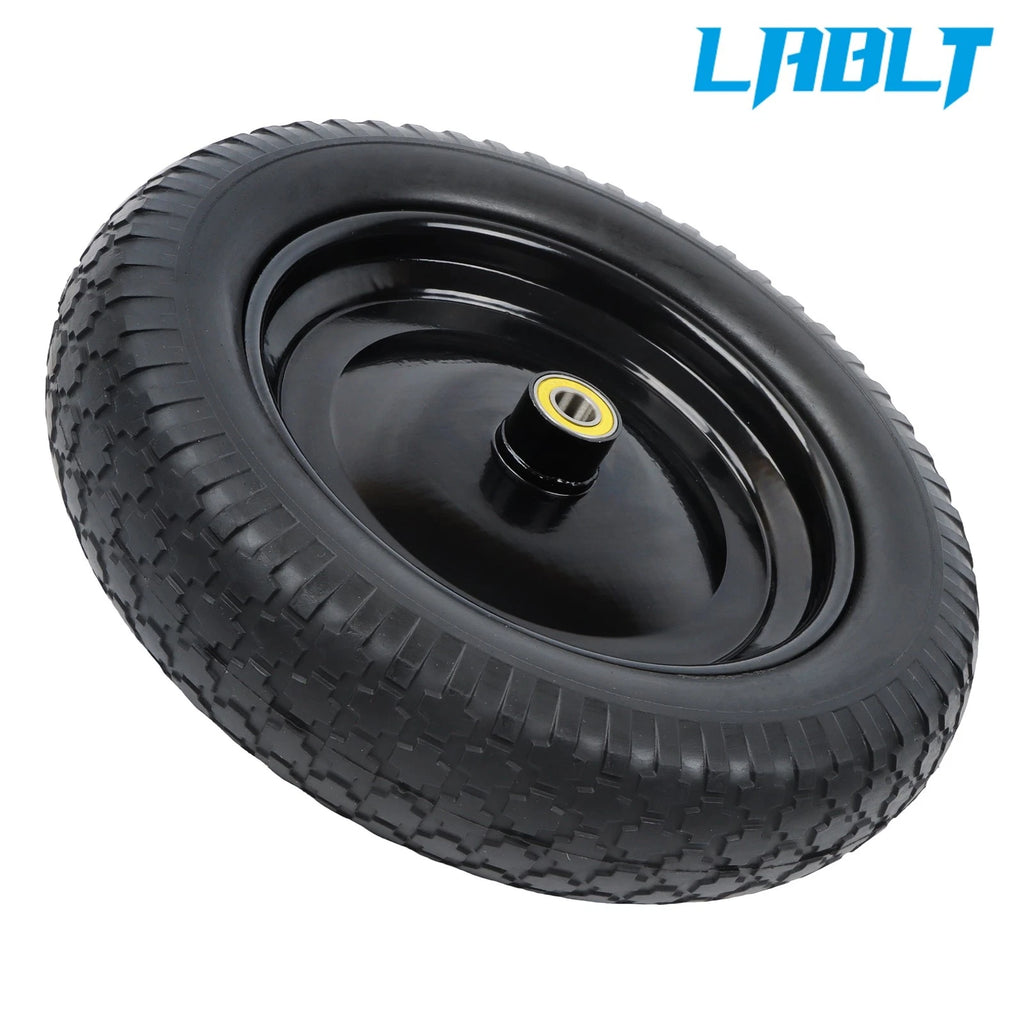1 Pc Solid Tire and Wheel for Wheelbarrow (14.5"×4.00-8, 1" Axle)