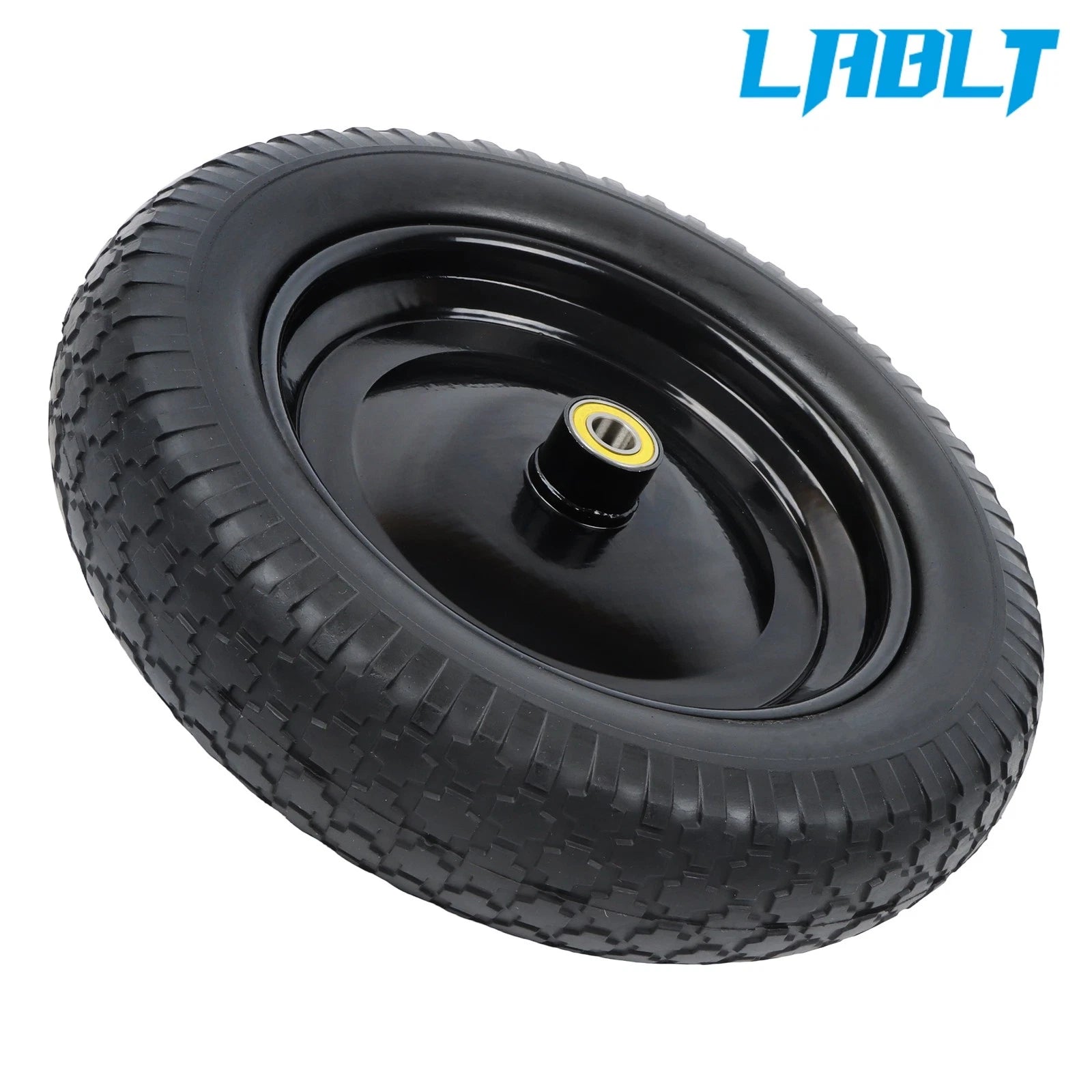 1 Pc Solid Tire and Wheel for Wheelbarrow (14.5"×4.00-8, 1" Axle)