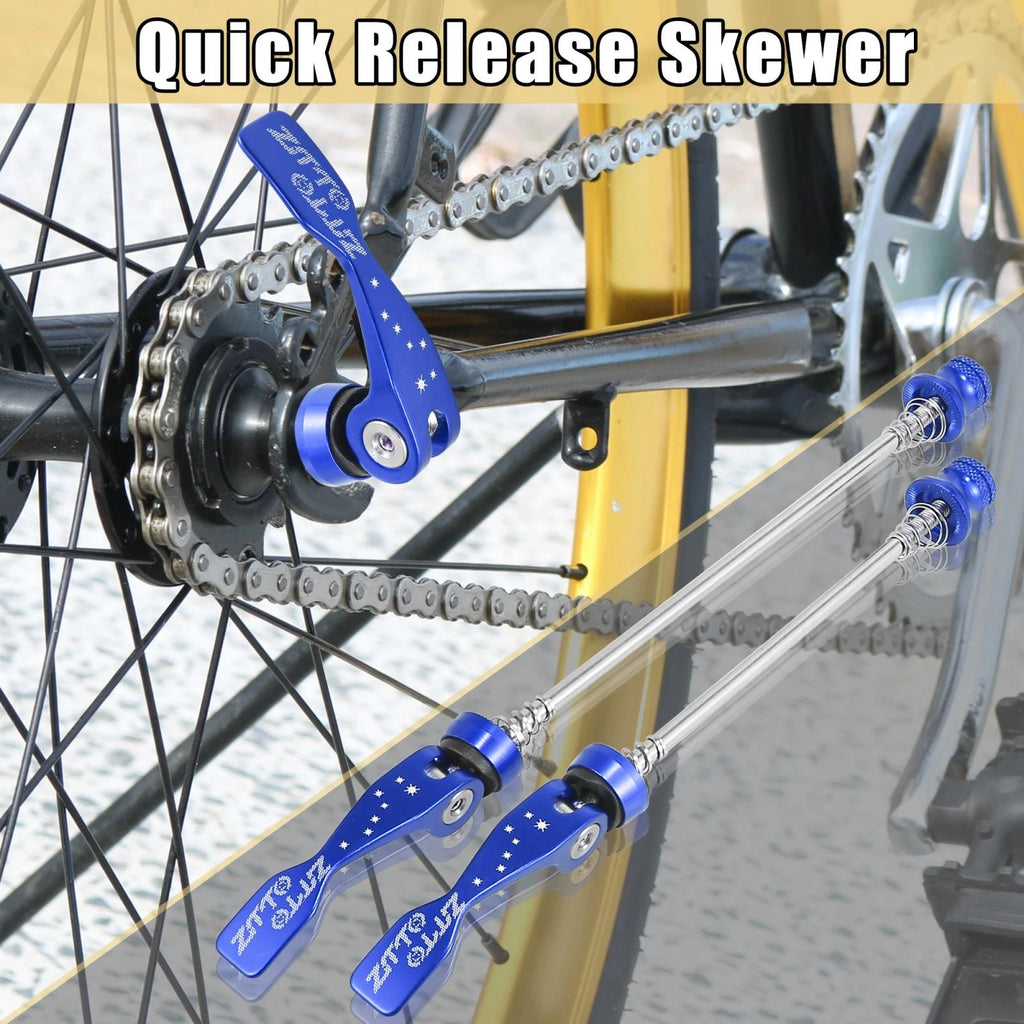 Quick Release Skewer Set for Mountain Bike Front Rear Axle (Blue)