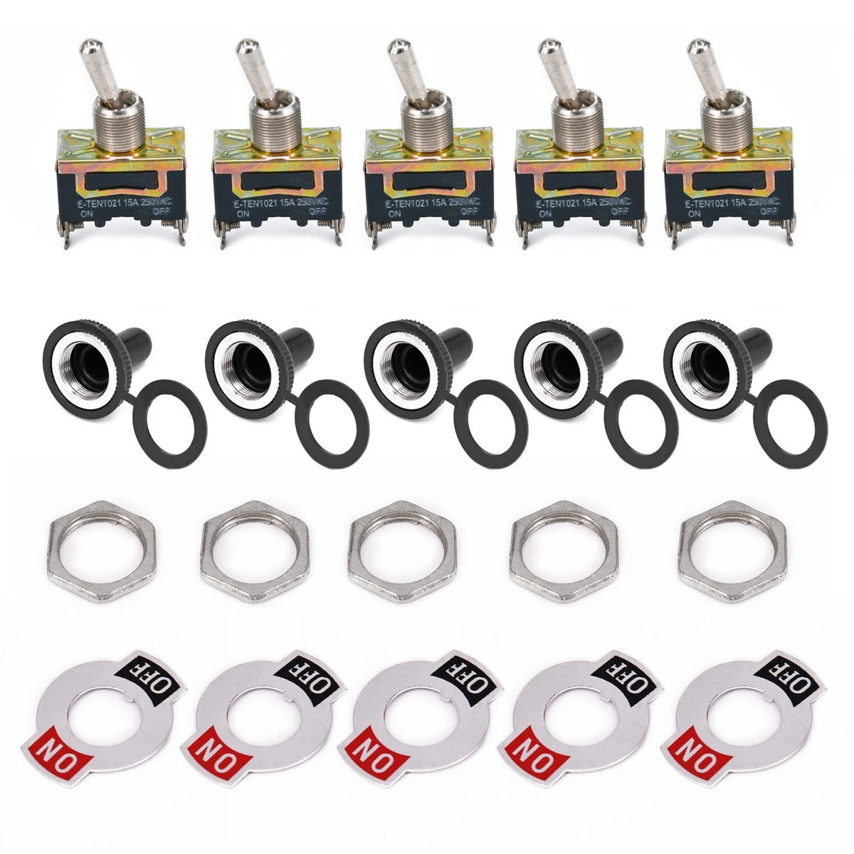 5pcs 15A 250V 2Pin SPST Rocker Switch for Boat Yacht Tractor