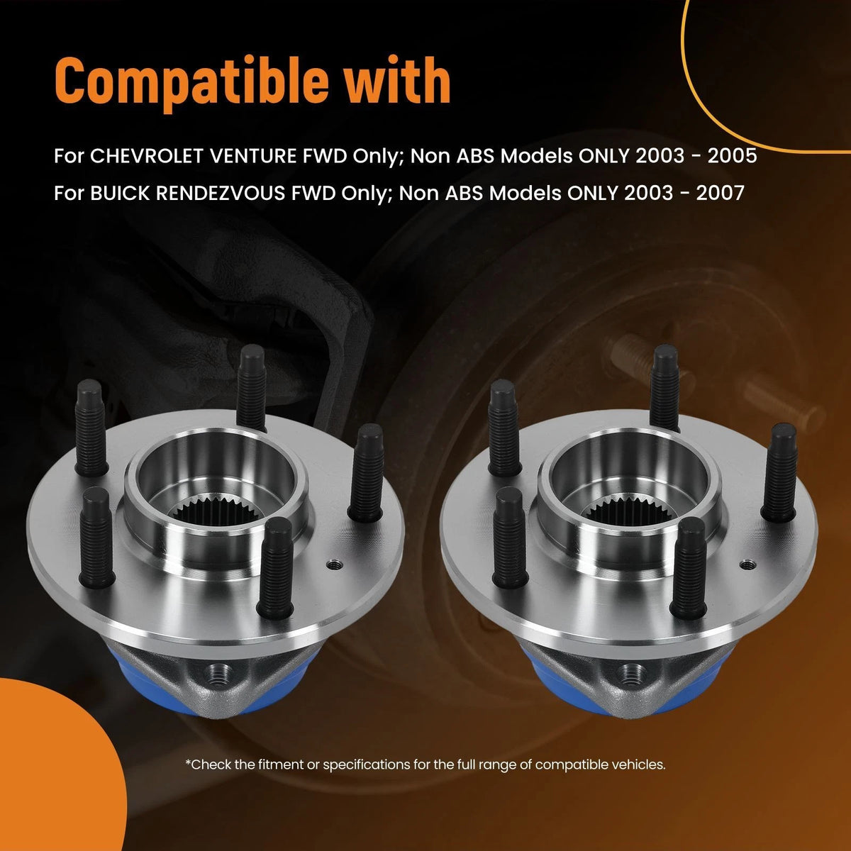 Pair Front Wheel Bearing Hub Assembly for Pontiac Grand Prix (2003–2008) 513203