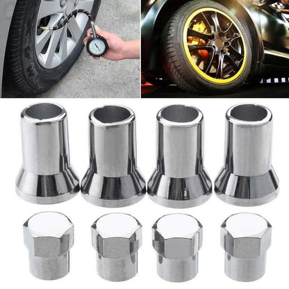 Set of 4 Chrome Tire Valve Stem Caps for Auto Accessories