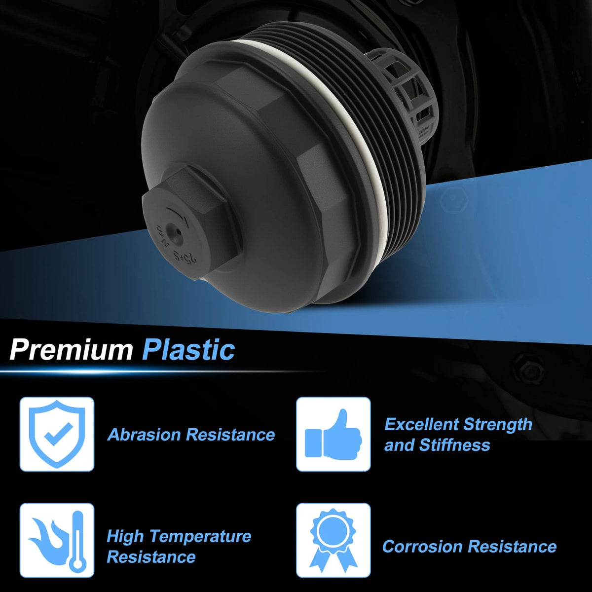 LR001477 Oil Filter Housing Cap for Land Rover LR2 (2008–2012) Black Plastic