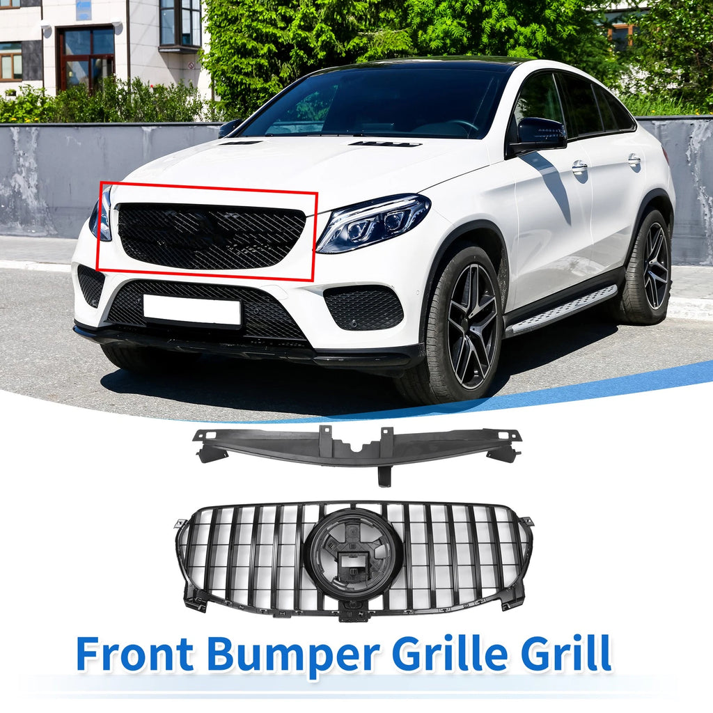 Front Upper Bumper Grille Grill Replacement for Mercedes-Benz GLE350 2020-2022 Black
