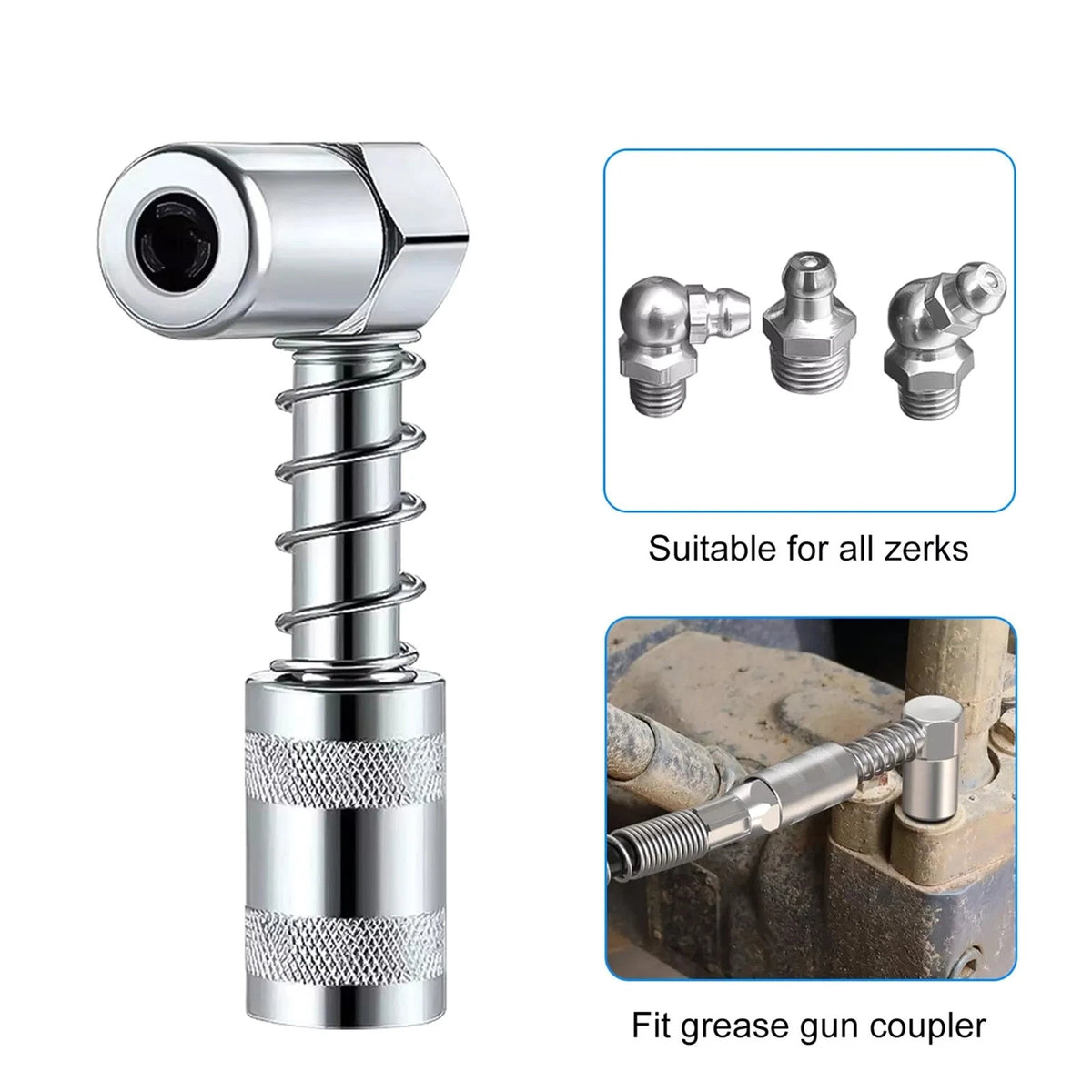 Set of 1 Grease Nozzle Adapter for Grease Gun (90 Degree)