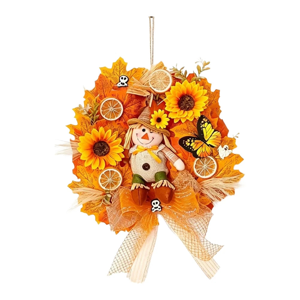 Scarecrow Wreath for Outdoor Decor (No Year Range Provided)