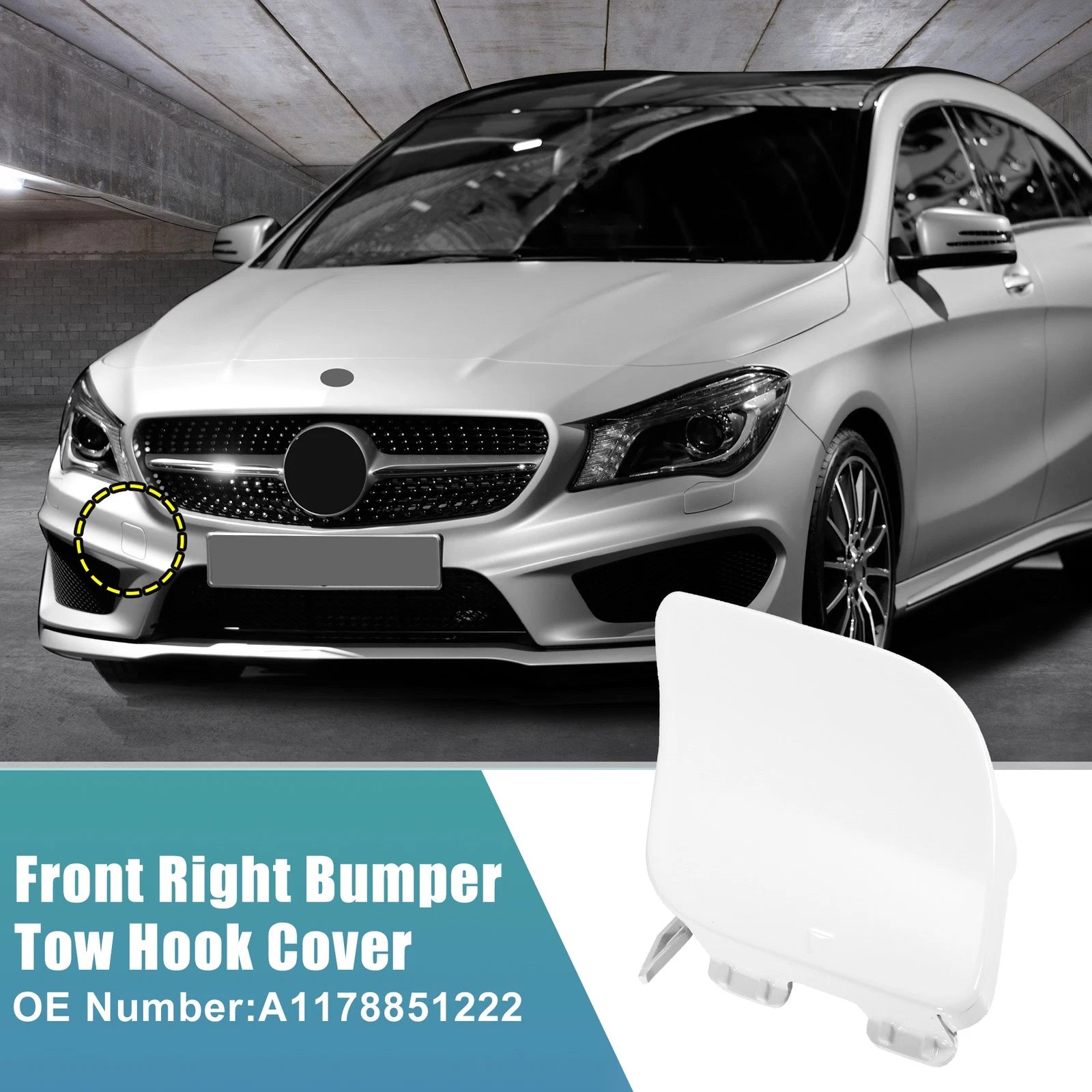 Front Bumper Tow Hook Cover Replacement for Mercedes-Benz CLA-Class (2014–2019)
