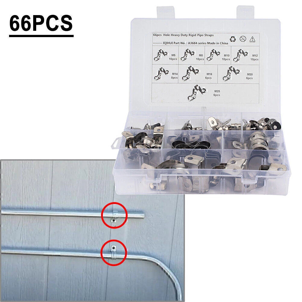 66 Pcs U Bracket Tube Strap Tension Clips for Pipes