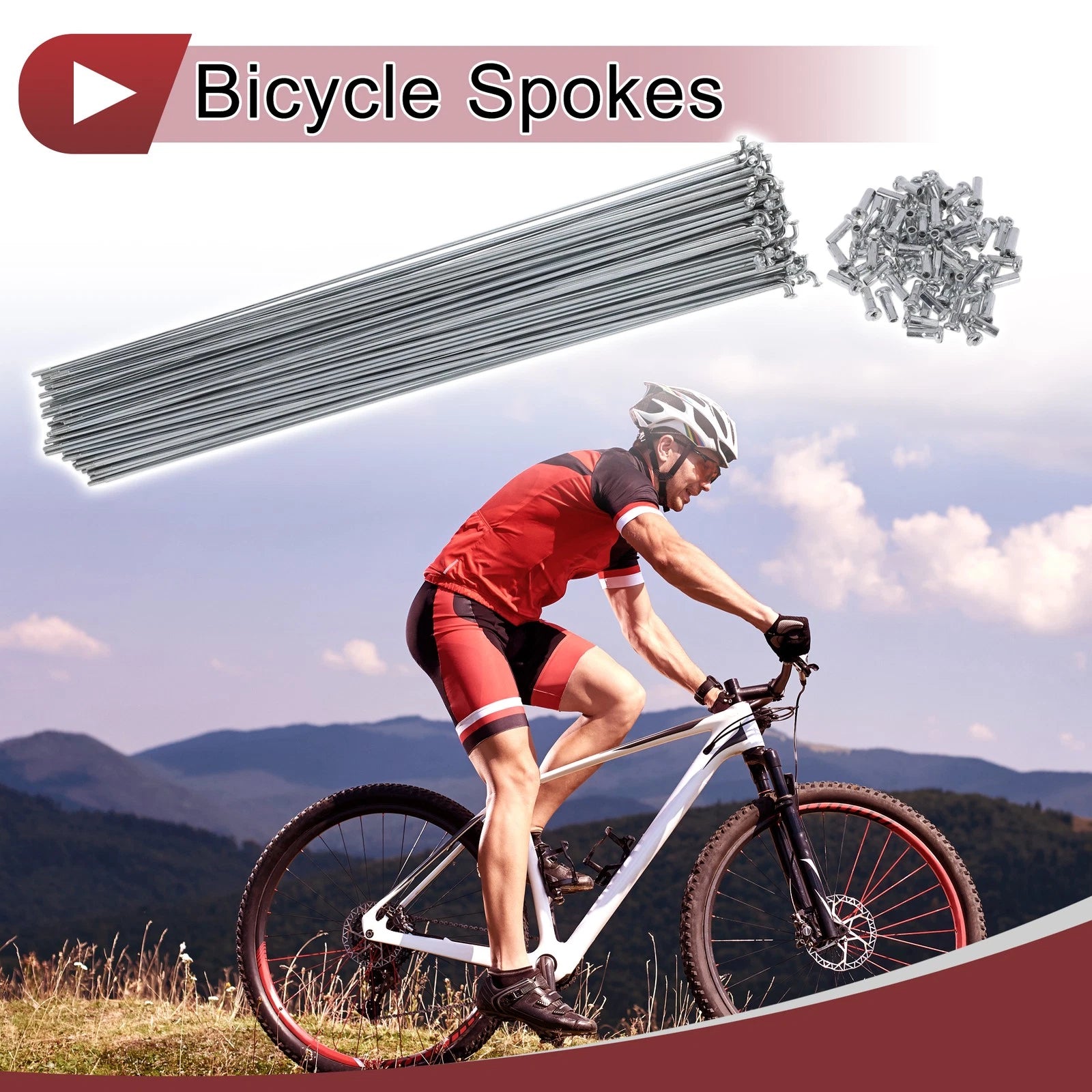72 Set 14G Bicycle Wheel Spokes 305mm Carbon Steel Galvanized