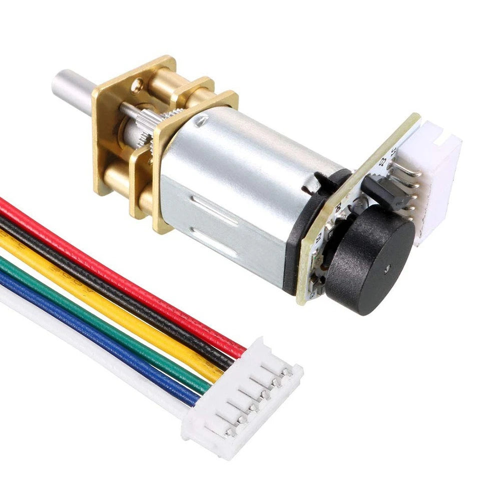 N20 DC Motor with Encoder for Robotics (High Torque, Metal Gear)