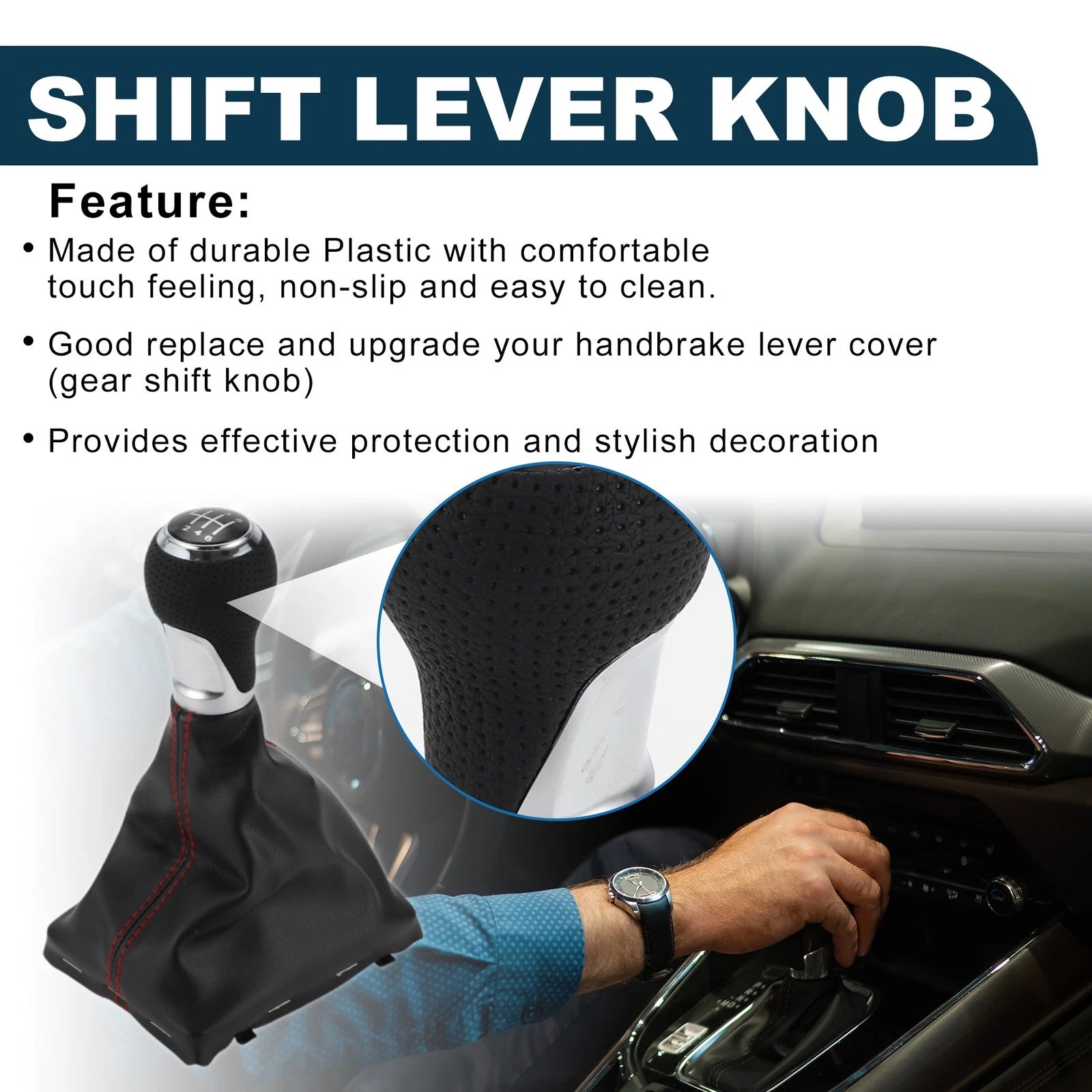 6 Speed Shift Knob with Boot Cover for Audi A4 B8 (2007–2015) Plastic