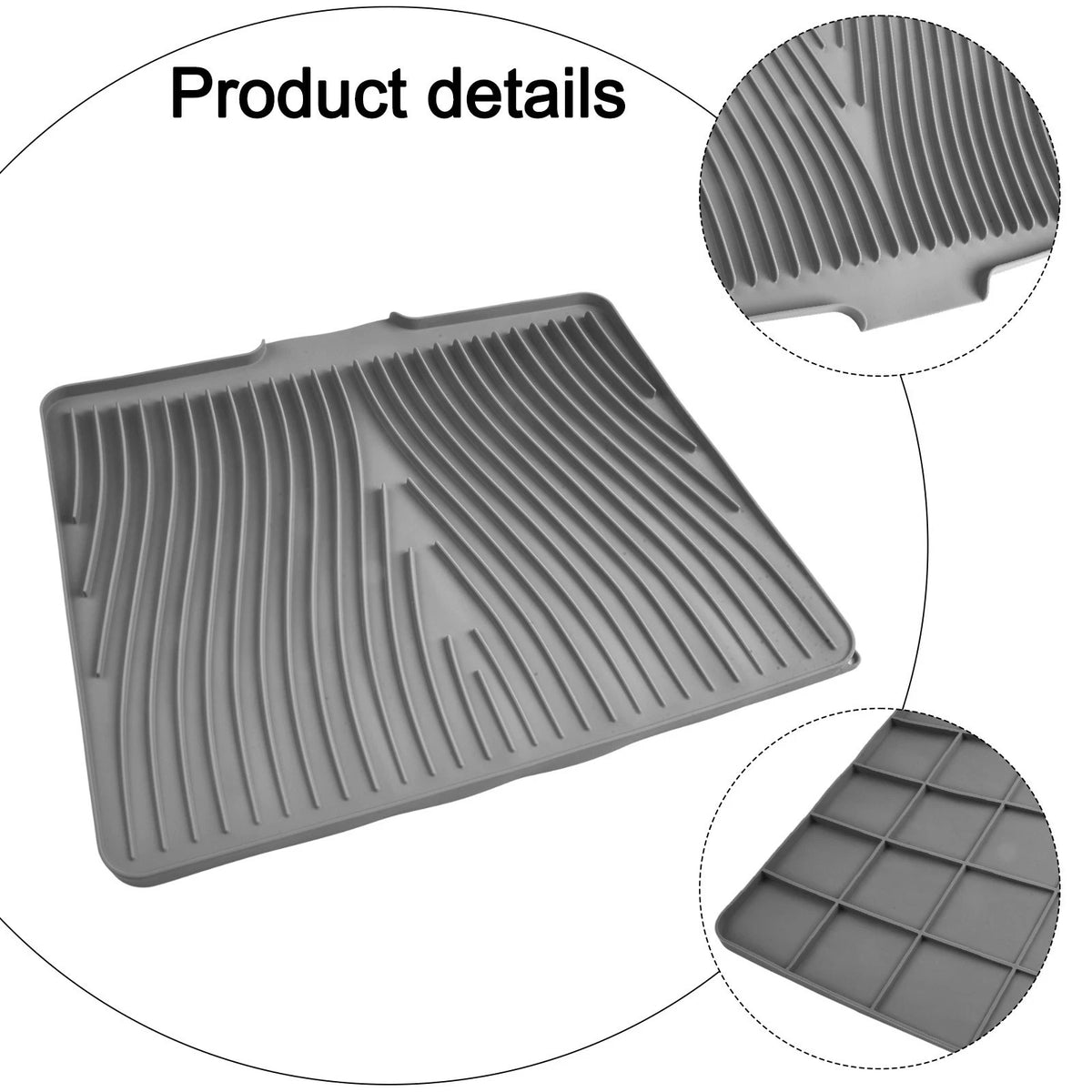 Heat Resistant Silicone Dish Drying Mat - Ample Space, Easy Drainage
