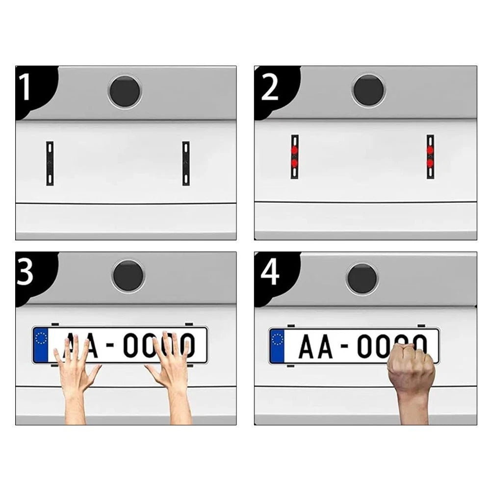 4 pcs Black Plastic License Plate Holder Fits Most Standard License Plates