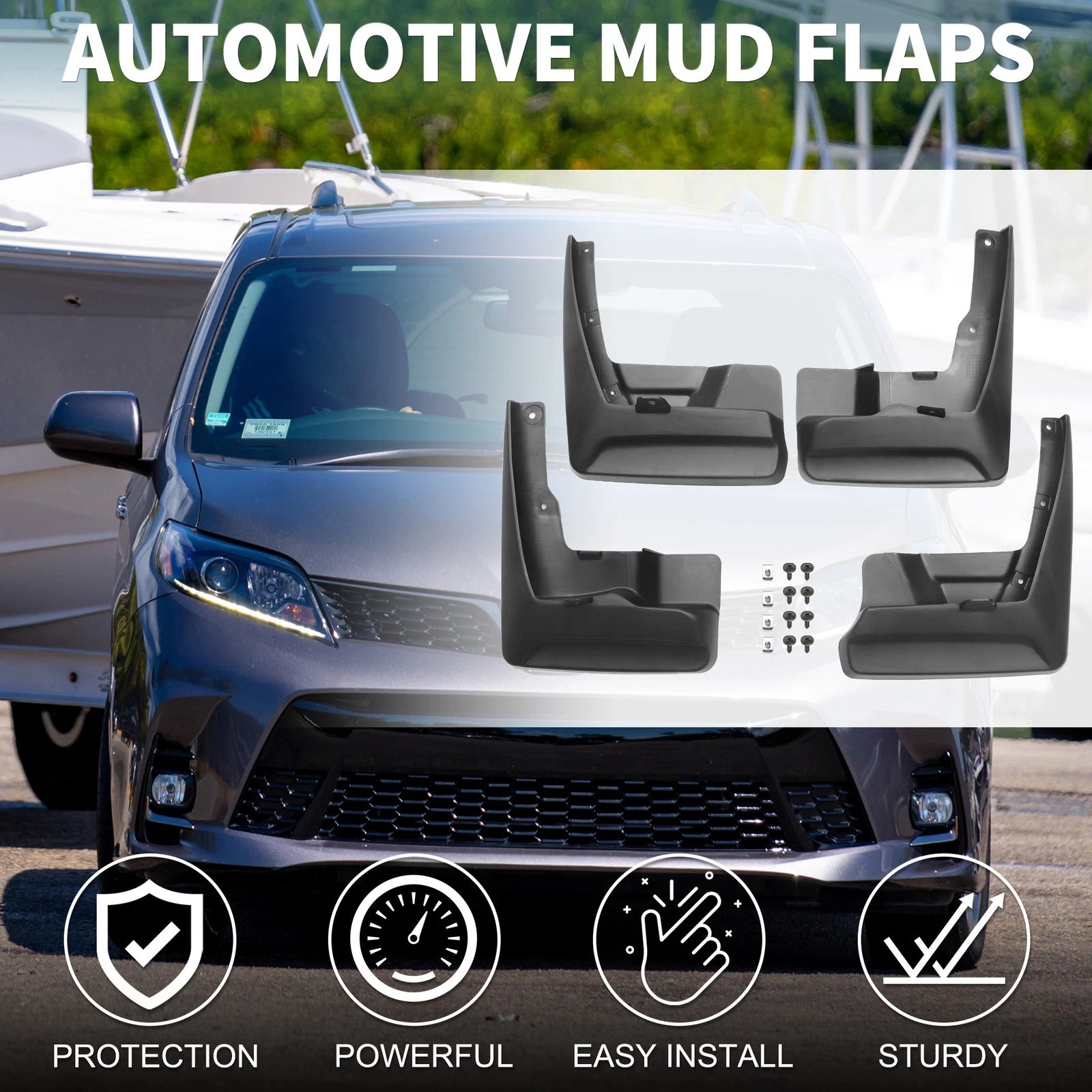 Mud Flaps Splash Guard Mud Guard Front for Toyota Sienna (2011–2017)