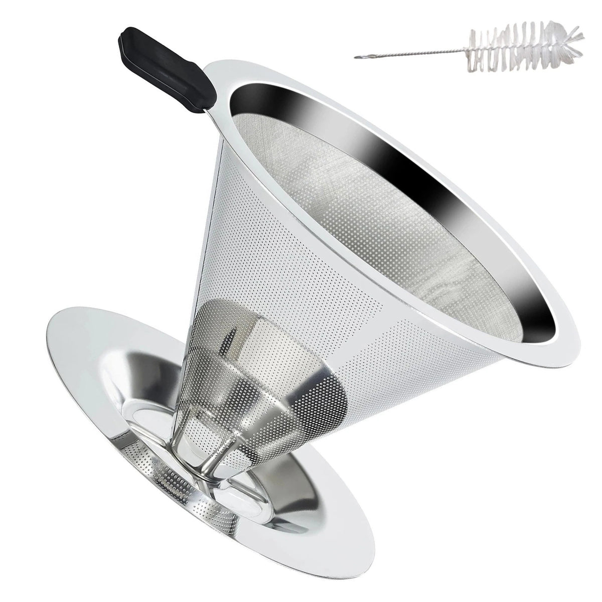 Double Mesh Stainless Steel Pour Over Coffee Dripper - Easy Clean