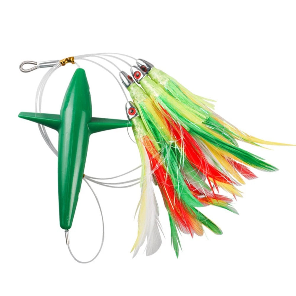 4.7in Multi-Feather Teaser Lure for Trolling Boat Fishing