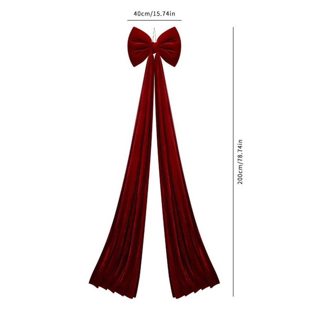 Big Red Velvet Bow for Tree Topper Decoration (40x200cm)
