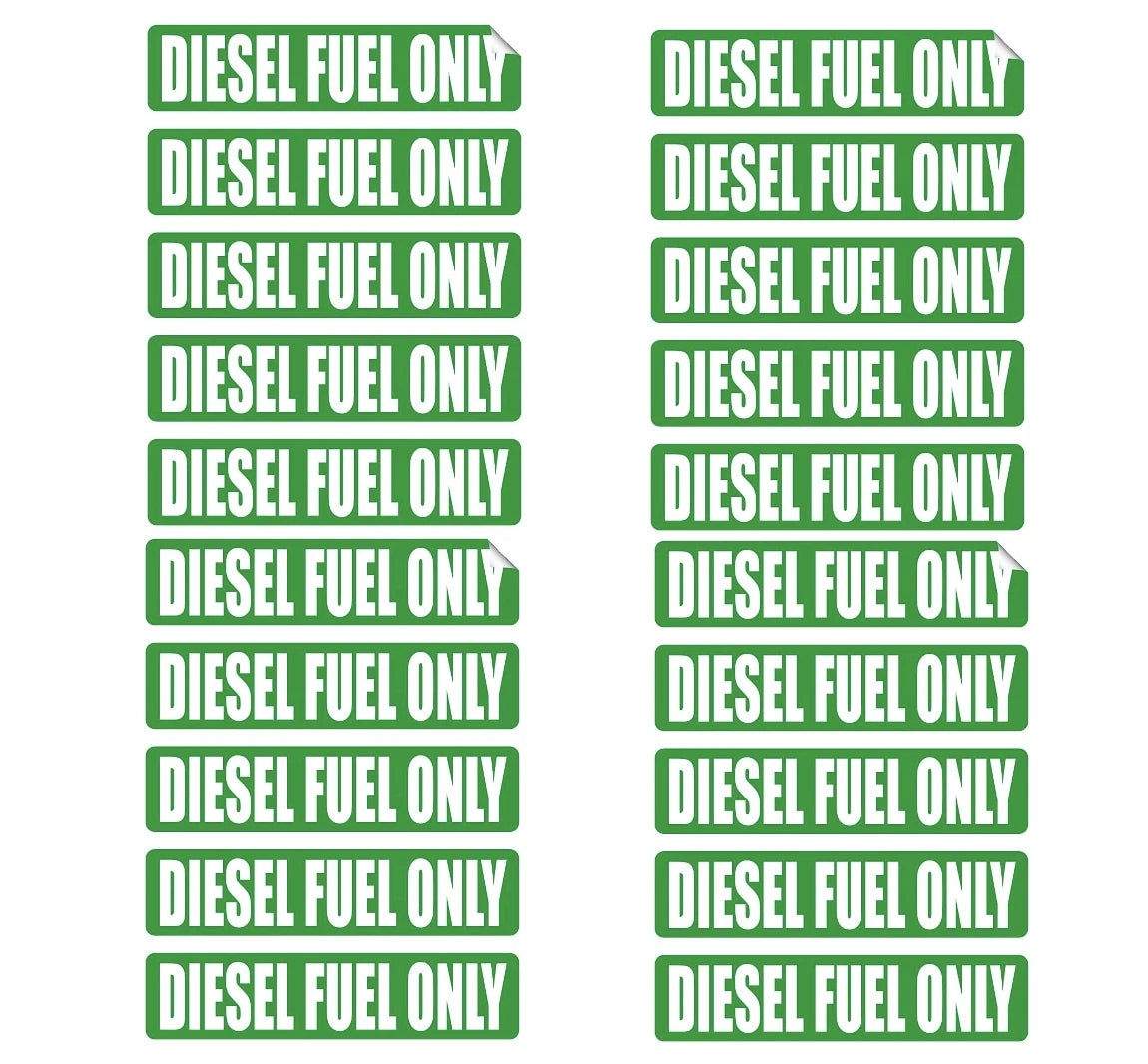 20Pc Diesel Fuel Only Vinyl Decal Sticker for Turbo Fuel Door Label