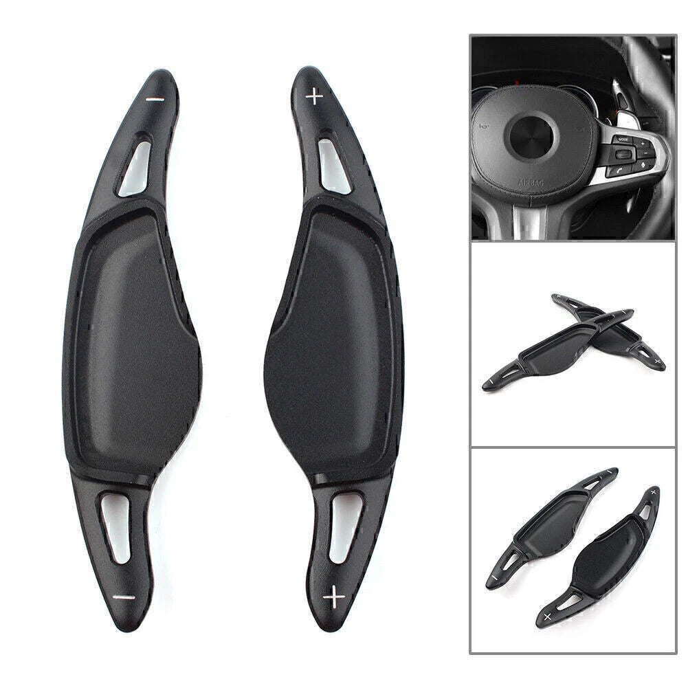 2X Black Steering Wheel Paddle Shifter Extensions for BMW 5 7 Series X3 X4 X5 (2010–2020)