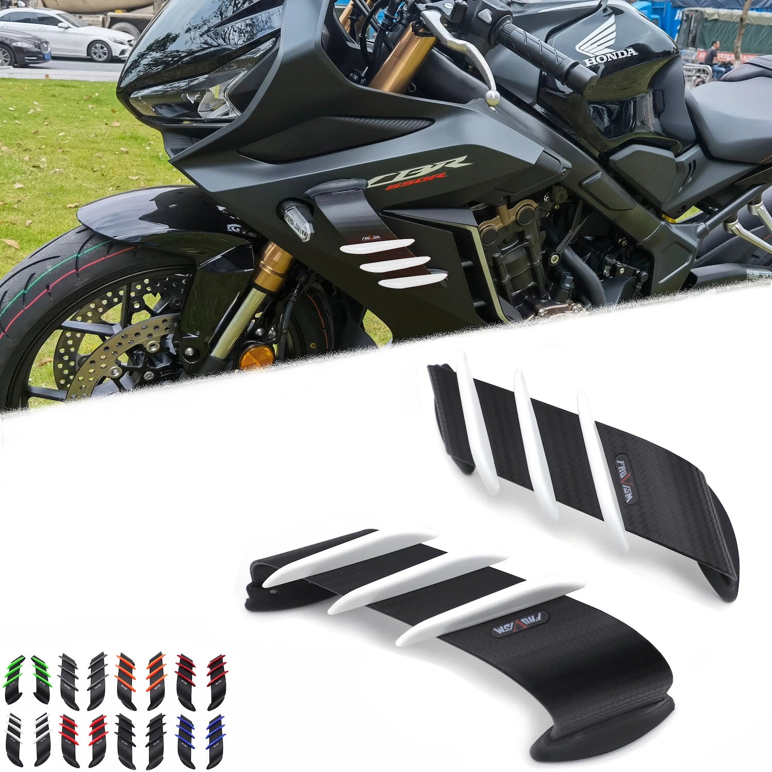 2Pcs Winglets Air Deflector Fairing Side Spoiler Trim for Motorcycle
