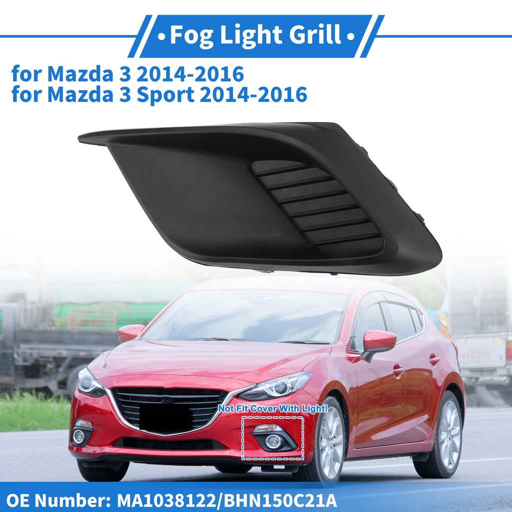 Front Left Fog Light Grill Replacement for Mazda 3 (2014–2016) ABS