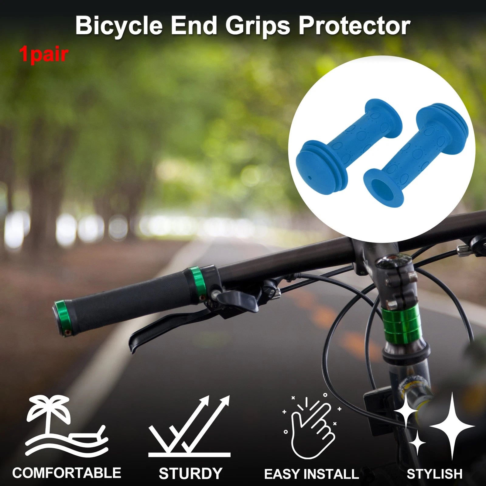 Bike Handlebar Grip Cover 95mm Lightweight MTB End Grip Protector Pair (1 Pair)